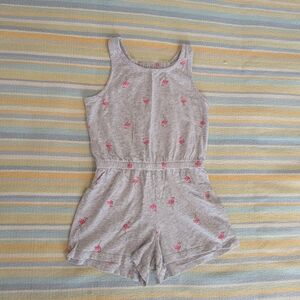 Old Navy Gray Knit Flamingo 🦩 Romper Size Medium (8)